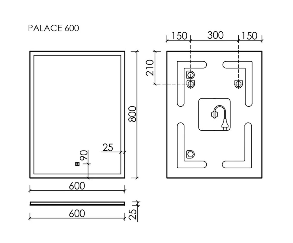 Зеркало для ванной комнаты SANCOS Palace 600х800 с подсветкой, арт. PA600