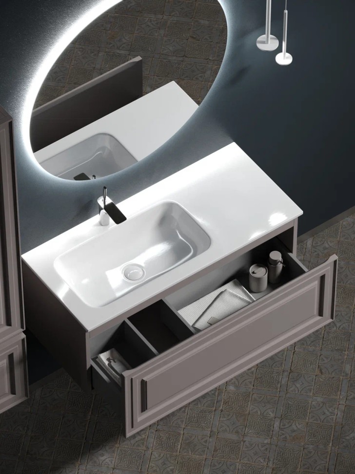 Тумба подвесная SANCOS Very 995х445х406, c одним ящиком оснащенным доводчиками, левая , Doha Soft , арт.VR100LSM