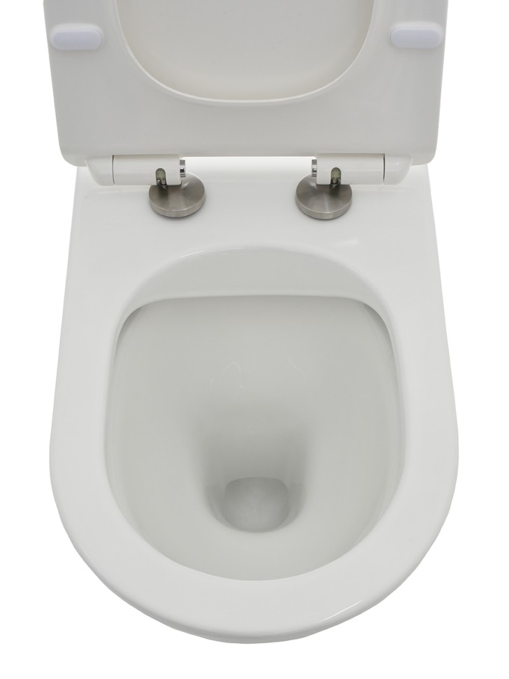 AQM3001 Унитаз напольный приставной сиденьем SoftClose, технология смыва Rimless. 580x370x430