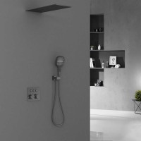 Душевой комплект VSFW-401TGM встраиваемый, 3 режима, верх душ нерж.сталь, вороненая сталь