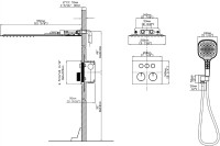 Душевой комплект VSFW-401TGM встраиваемый, 3 режима, верх душ нерж.сталь, вороненая сталь
