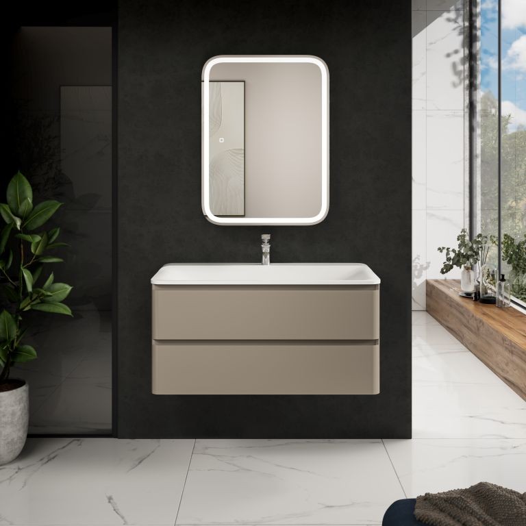 AQM900410BR "S4" тумба под умывальник подвесная 100 см., цвет бежевый.