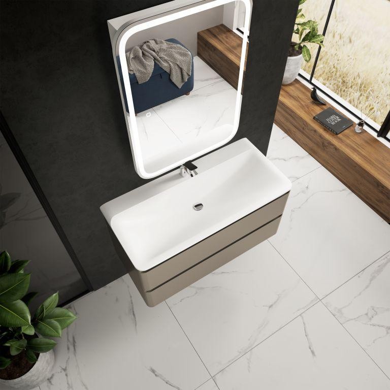 AQM900410BR "S4" тумба под умывальник подвесная 100 см., цвет бежевый.