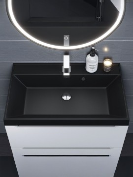 Раковина для ванной 70 см, Uperwood Classic Quartz, кварцевая, черная матовая, уголь