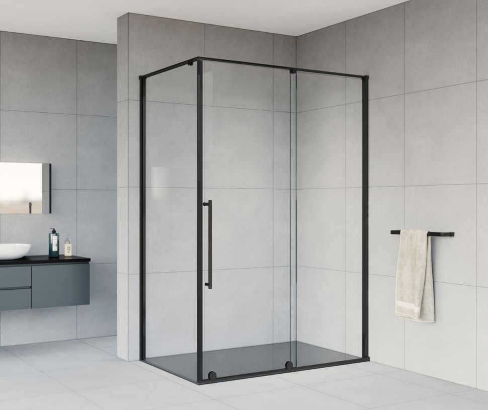 Душевой уголок Arno VSR-1A9012CLB, 1200*900, черный, стекло прозрачное