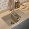 Кухонная мойка кварцевая Uperwood Quartz PremiumUPD-05-02, прямоугольная двухсекционная, бежевая