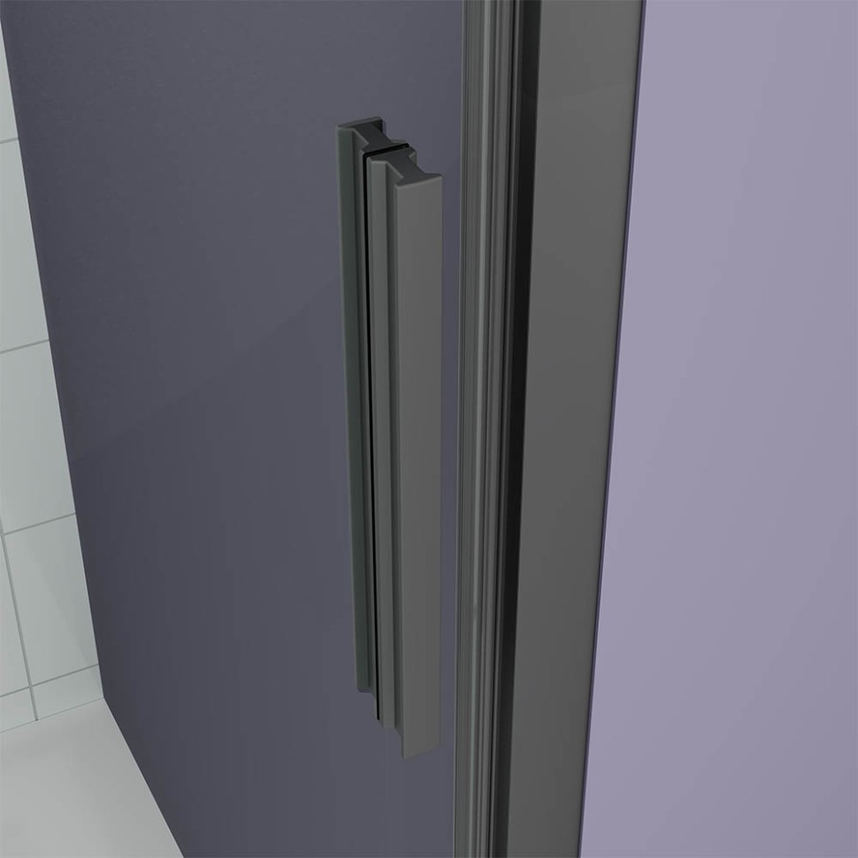 Душевая дверь Veconi Ottimo P30 B, 800x1900, черный матовый, стекло тонированное матовое