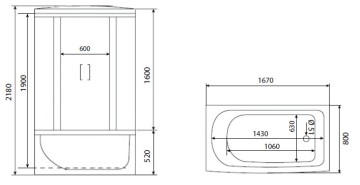 Timo eco TE-0770 душевая кабина 168*80*218, турецкая баня хамам