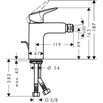 Смеситель для биде Hansgrohe Logis хром (71200000)