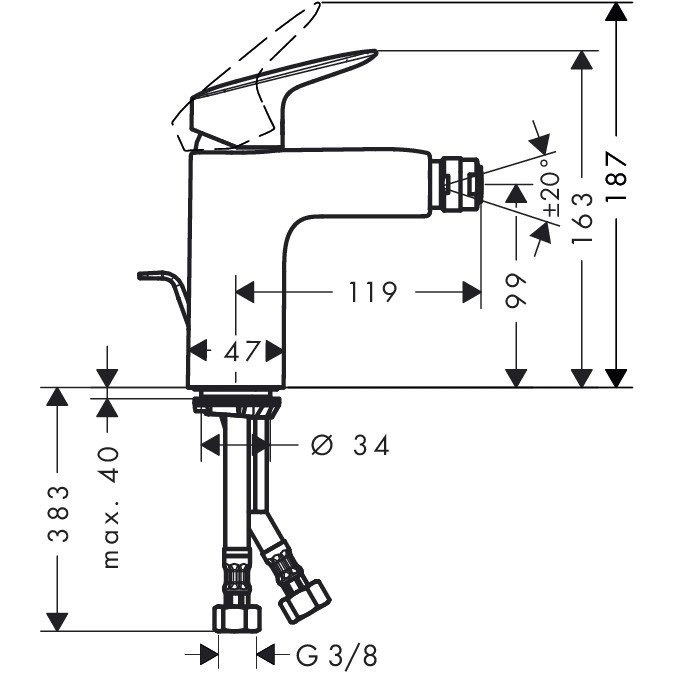 Смеситель для биде Hansgrohe Logis хром (71200000)