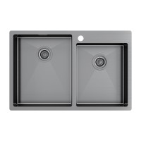 Мойка нерж. сталь KRONER 78/2S, PM237851-GM, вороненая сталь, 780х510мм, Paulmark