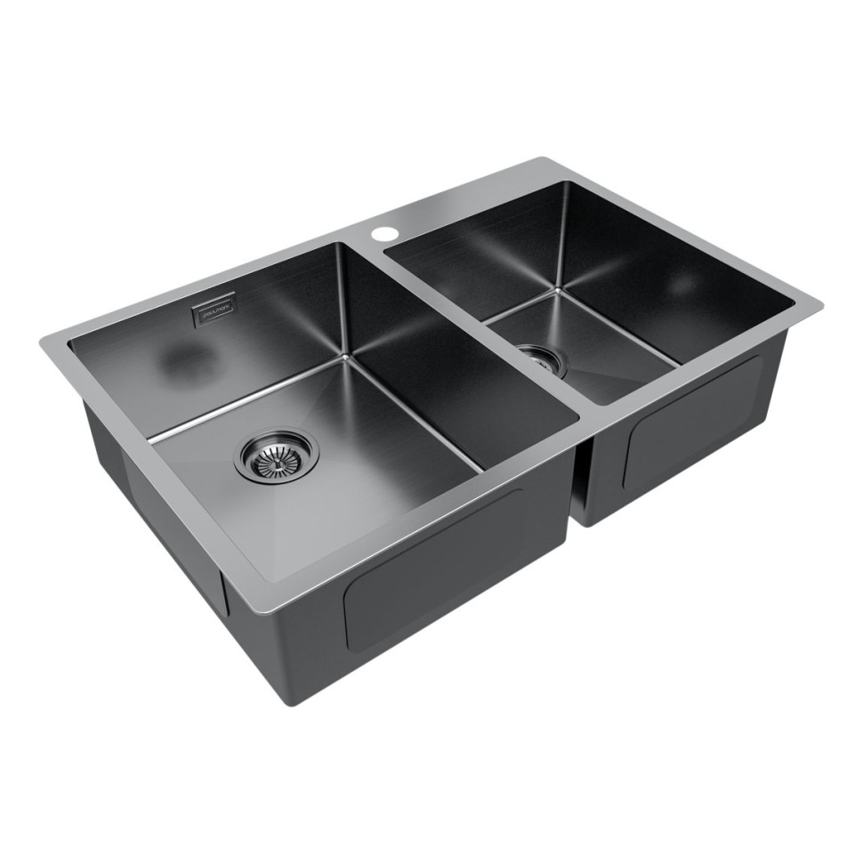 Мойка нерж. сталь KRONER 78/2S, PM237851-GM, вороненая сталь, 780х510мм, Paulmark