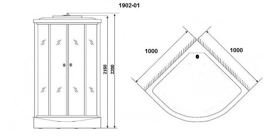 Душевая кабина Niagara Ultra NG-1902-01 (100х100х220) низкий поддон(16см),черный,стекло тонированное,4 места
