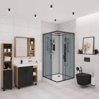 Душевая кабина Niagara Premium NG-6902-01GQ BLACK (100х100х210) низкий поддон(16 см),черный,стекло тонированное,4 места