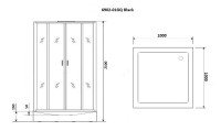 Душевая кабина Niagara Premium NG-6902-01GQ BLACK (100х100х210) низкий поддон(16 см),черный,стекло тонированное,4 места