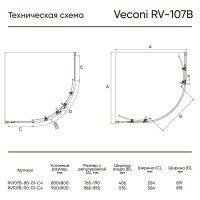 Душевой угол Veconi Rovigo RV-107B, 900x900x1900, черный, стекло прозрачное
