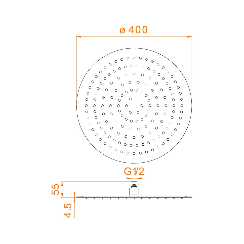 Верхний душ 3D круглый RGW SP-81B (Черный, 400)
