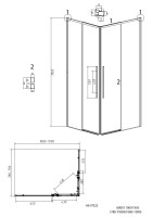 Душевое ограждение Grossman Galaxy 1/2.K33.01.80.10.02-1/2.K33.01.11L.10.02 (80х110х195) раздвижная,хром,стекло шиншилла,2 места