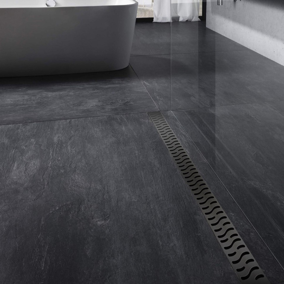 Душевой желоб MILLEAU Level M750LB с комбинированным затвором и черной декоративной решеткой