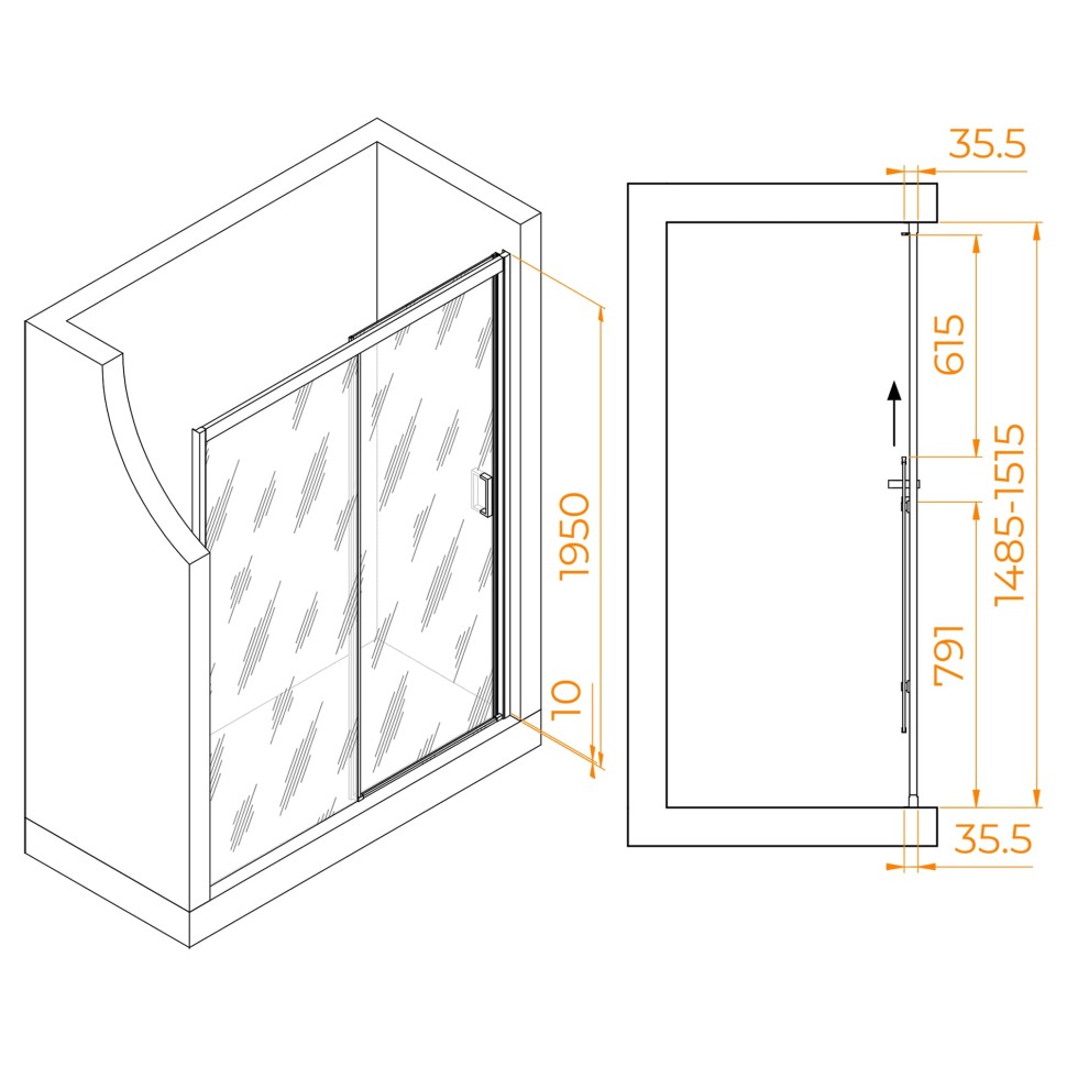 Душевая дверь RGW PA-017B (Матовое-Сатинат, 1500)
