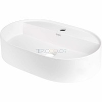 Гранитная раковина, на столешницу, с бортиком для смесителя - овальная