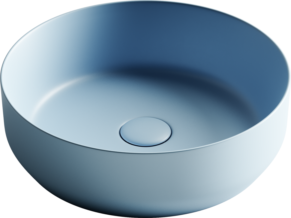 Умывальник чаша накладная круглая (цвет Голубой Матовый) Element 390x390x120мм