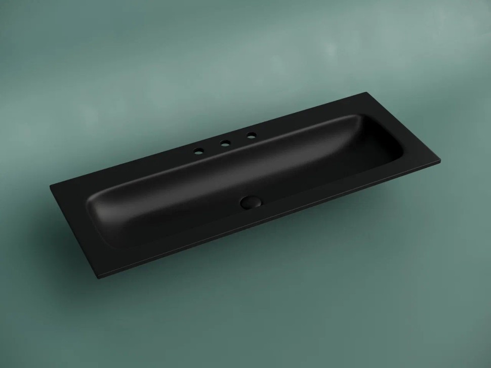Раковина накладная мебельная CERAMICANOVA Grace прямоугольная 1210x457x137 с тремя отверстиями под смеситель цвет черный матовый CN7024MB