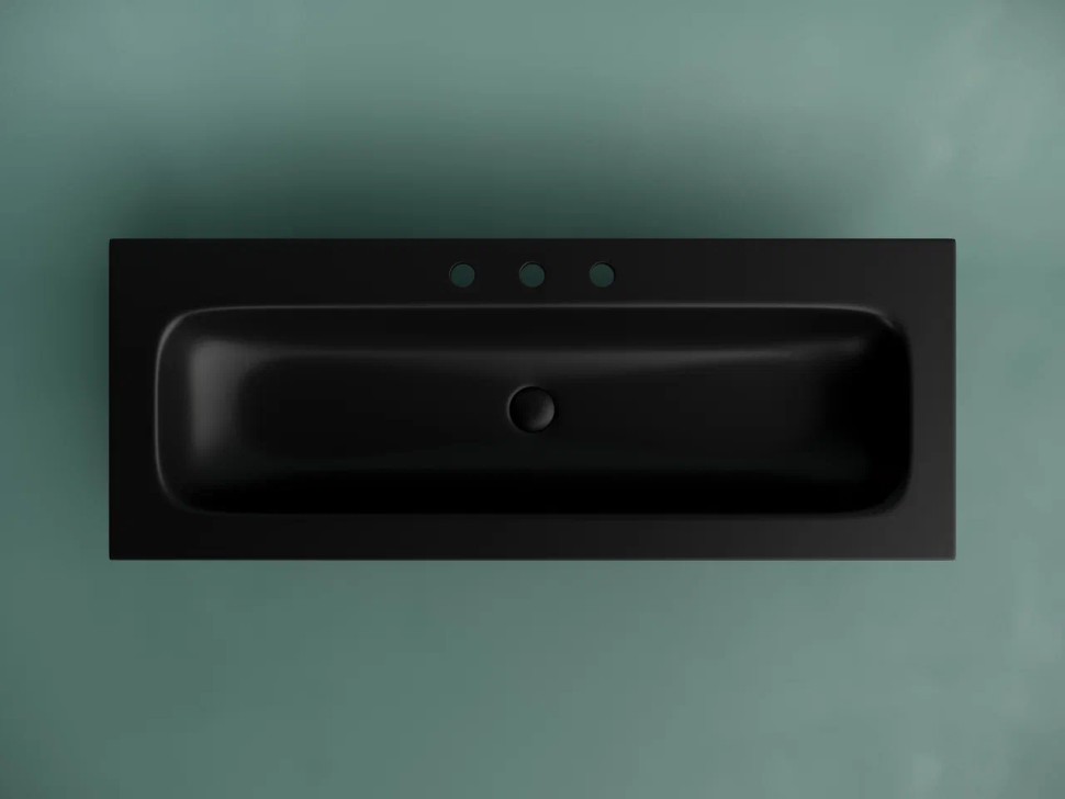 Раковина накладная мебельная CERAMICANOVA Grace прямоугольная 1210x457x137 с тремя отверстиями под смеситель цвет черный матовый CN7024MB
