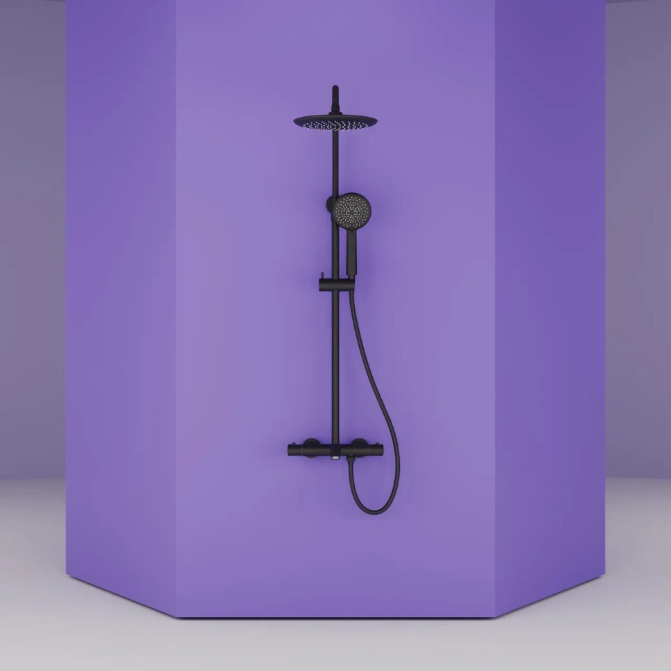 Душевая стойка SANCOS Game для душа с термостатическим смесителем, цвет черный матовый, арт. SC3001MB