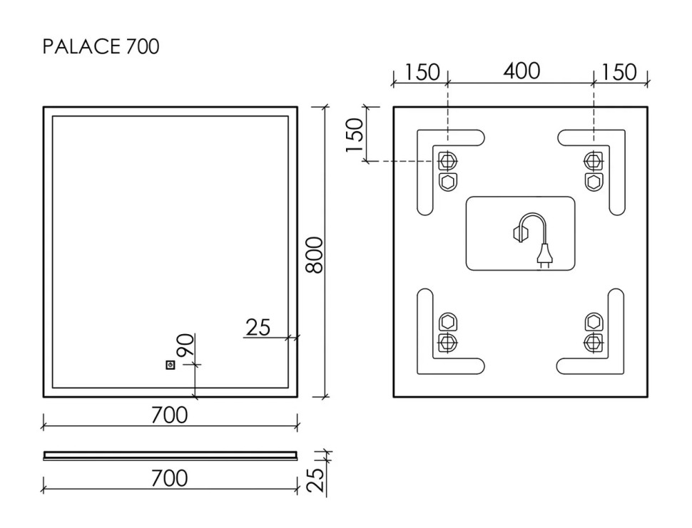 Зеркало для ванной комнаты SANCOS Palace 700х800 с подсветкой, арт. PA700