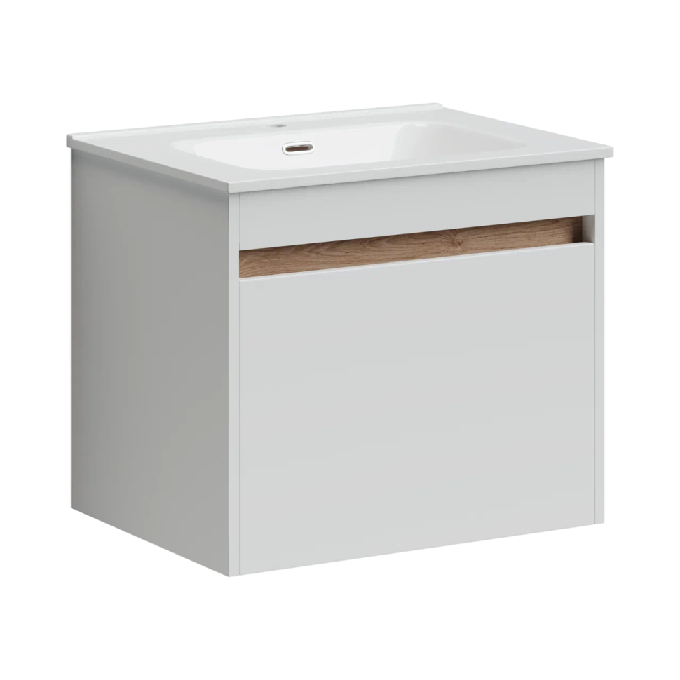 Тумба подвесная SANCOS Smart 590х450х500, c двумя ящиками оснащенными доводчиками, белый глянец , арт. SM60W