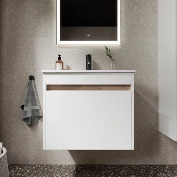Тумба подвесная SANCOS Smart 590х450х500, c двумя ящиками оснащенными доводчиками, белый глянец , арт. SM60W