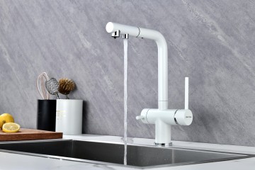 Смеситель для кухни SERPENTINE, белый матовый, Se213222-WH, Paulmark