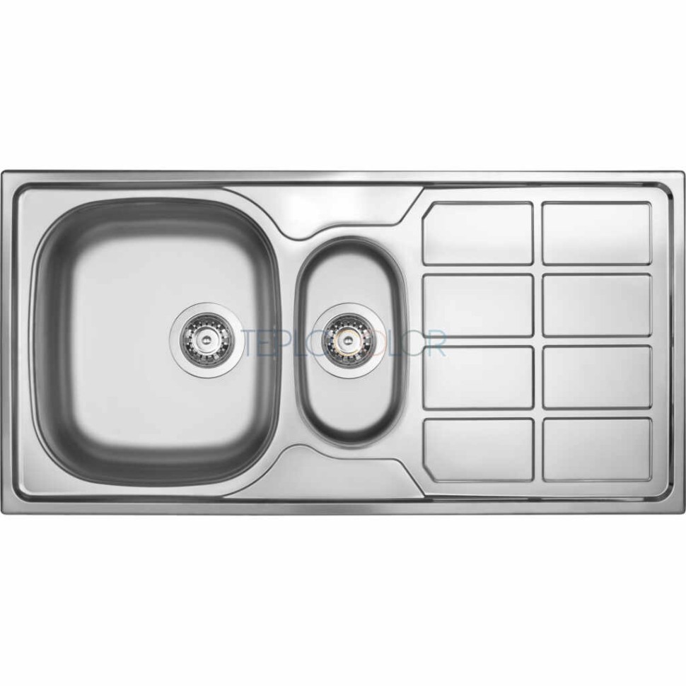 Стальная мойка, 1.5-чаши с осушкой