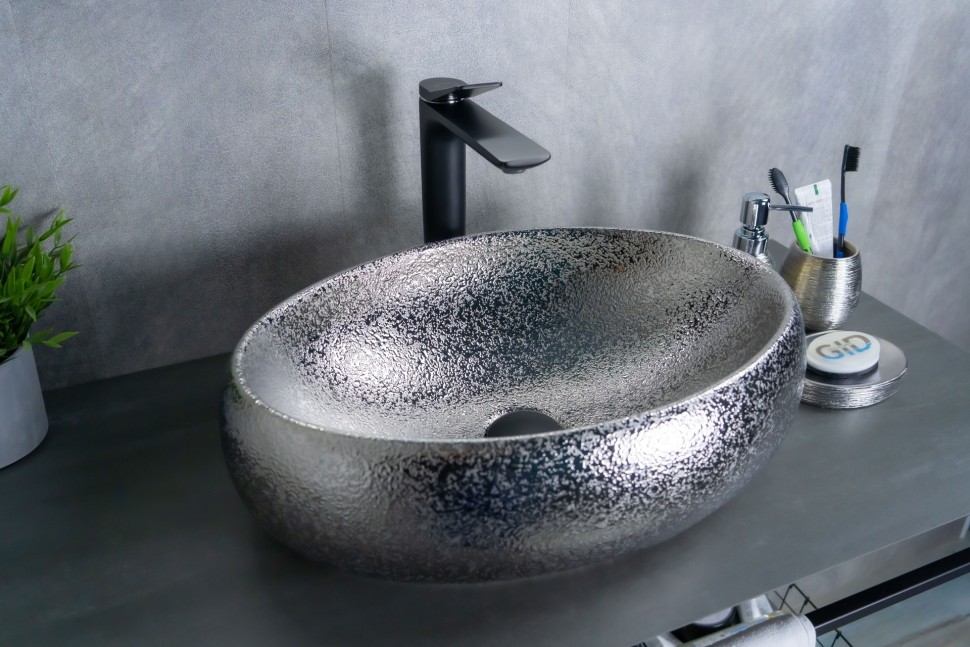 Раковина Gid 9030s 52235 накладная хром 48x34x15
