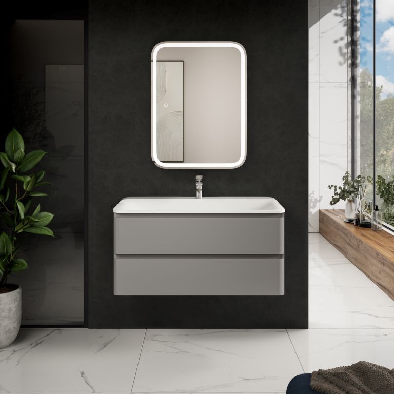 AQM900410GM "S4" тумба под умывальник подвесная 100 см., цвет серый.