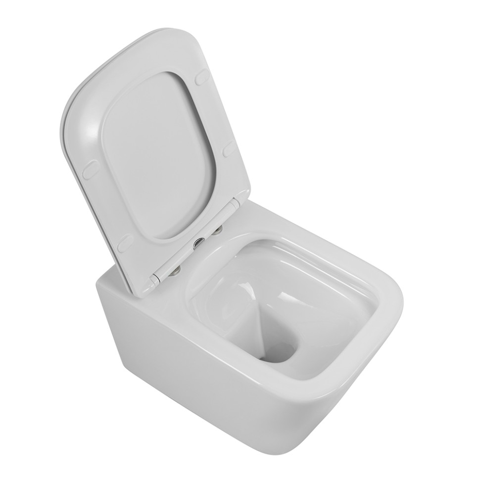 Унитаз подвесной безободковый с сиденьем BelBagno DUE 2.0 BB7107CHR/SC