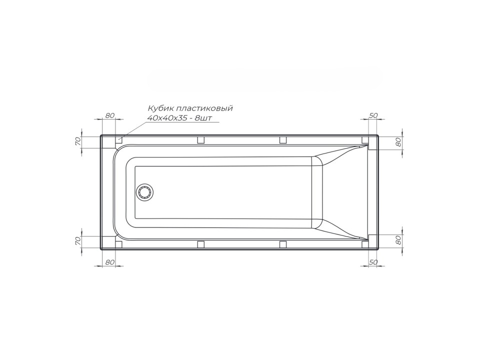 Акриловая ванна с каркасом Uperwood Infinity 170x70 см, белая