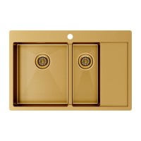 Мойка нерж. сталь KRONER 78/2SF, PM227851-BGL, брашированное золото, левая, 780х510мм, Paulmark