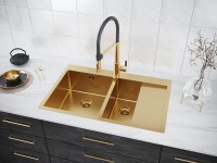 Мойка нерж. сталь KRONER 78/2SF, PM227851-BGL, брашированное золото, левая, 780х510мм, Paulmark