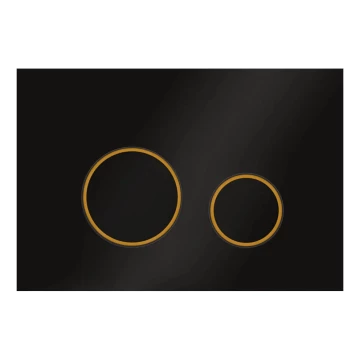 Кнопка смыва для унитаза Veconi Round Design VFRD-BLG, 150х220х13, пластик, черный, кайма - матовое золото