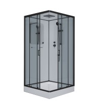 Душевая кабина Niagara Premium NG-6902-01Q BLACK (100х100х210) низкий поддон(16 см),черный,стекло тонированное,4 места