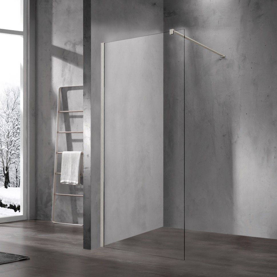 Душевая перегородка Волк-Ин (Walk-In) VSW-1H100CLBN, 1000*2000, брашированный никель, стекло прозрачное