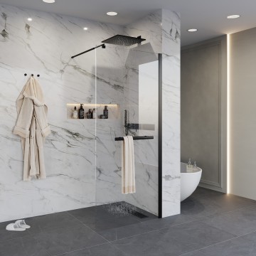 Душевая перегородка Niagara Nova NG-681-12ВLACK (120х195) черный,стекло прозрачое,1 место