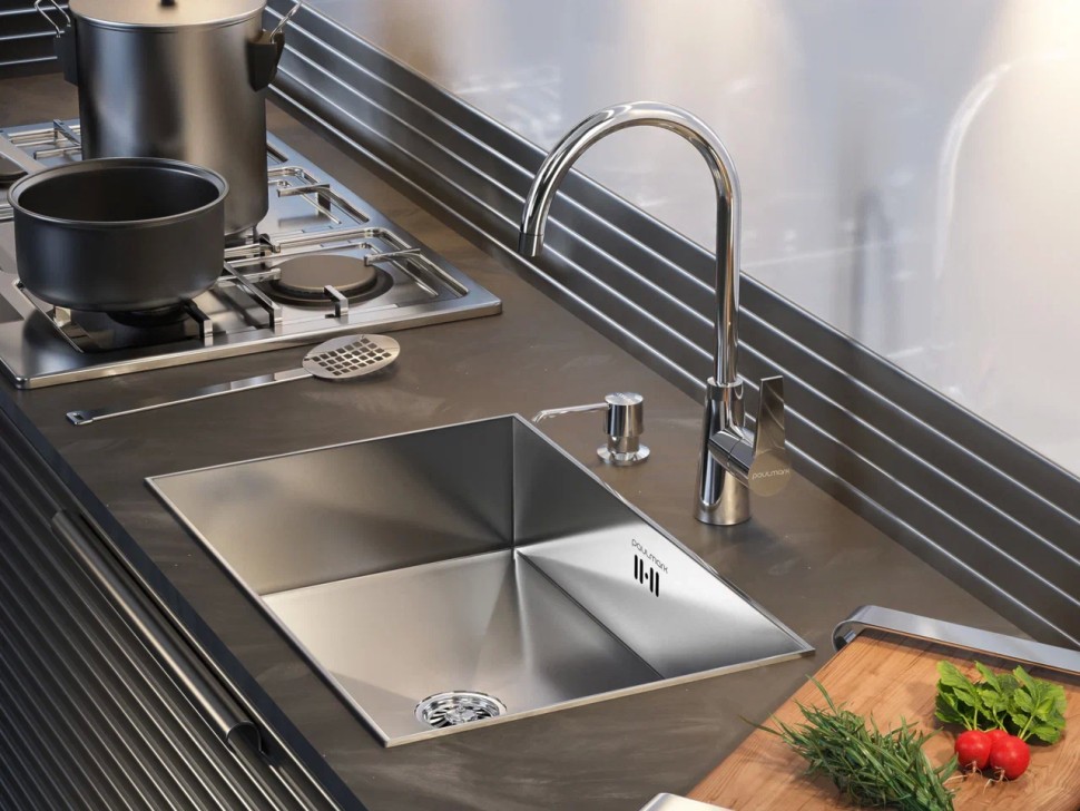 Дозатор для жидкого мыла SAUBER, D001-CR, хром, Paulmark