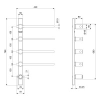 Полотенцесушитель электрический, встроенный Timo Saona 040/00SM хром