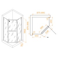 Душевой уголок RGW PA-82 (Прозрачное, 900x900)