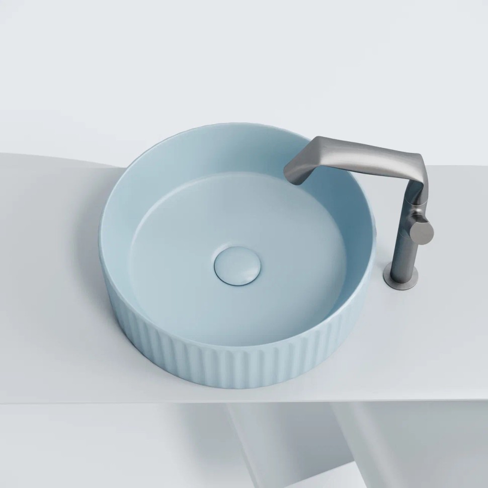 Умывальник чаша накладная круглая (цвет Голубой Матовый) Element 360x360x115мм