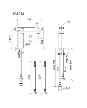 Смеситель для раковины SANCOS Studio, вороненая сталь, арт. SC9015GG