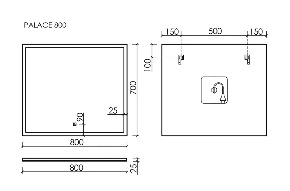 Зеркало для ванной комнаты SANCOS Palace 800х700 с подсветкой, арт. PA800